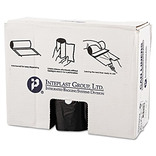 Image of Inteplast Group High-Density Commercial Can Liners, 60 Gal, 22 Microns, 38 inch X 60 inch, Black, 150 /carton