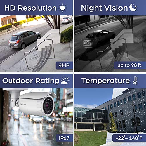 Trendnet Indoor/Outdoor 4 Mp, Motorized Varifocal Poe Ir Network Camera, Auto-Focus, Optical Zoom, Digital Wdr, Night Vision Up To 98Ft, Ip66 Rated Housing, Onvif, Ipv6, Tv-Ip344Pi #TOP3