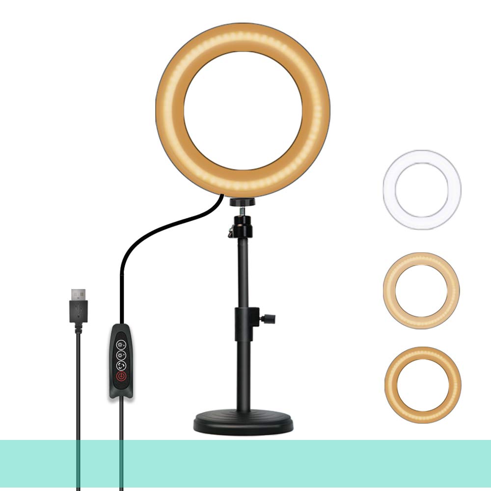Amazon Co Jp リングライト Usb給電式 Ledライト 外径6インチ 3色無段階調光モード 高輝度照明 調光可能 通話ビデオ 自撮り写真 美容化粧 カメラ