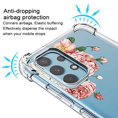 Osophter for Galaxy A32 4G Case with 2pcs Screen Protector Clear Transparent Reinforced Corners TPU Shock-Absorption Flexible Phone Cover for Samsung Galaxy A32 4G 6.4"(Big Rose Flower) - image 5