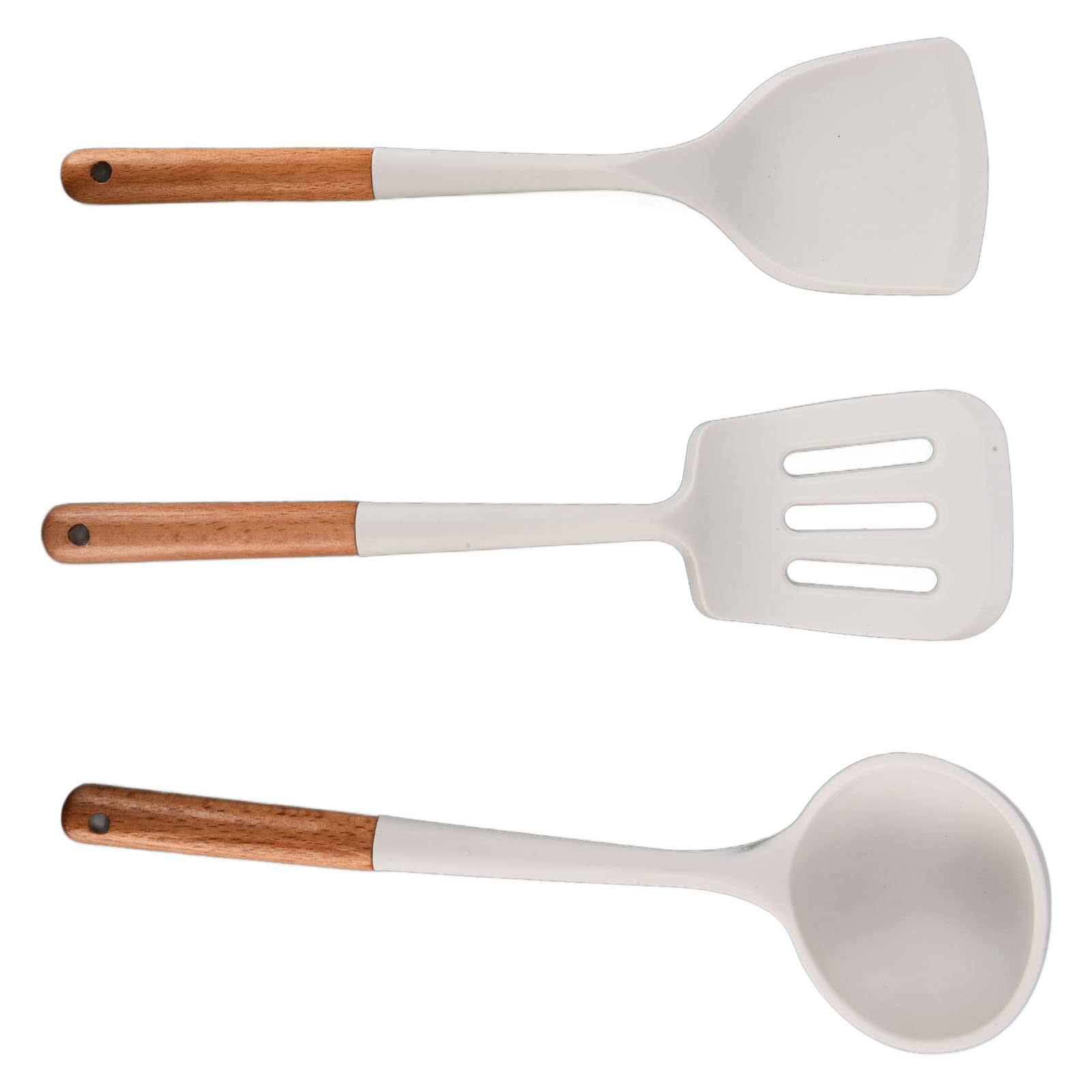 Silikon-Kochutensilien-Set, Modern, Minimalistisch, 12-teilig, Antihaftbeschichtet, Küchenutensilien für die Hausmannskost, weiß, BPA-frei