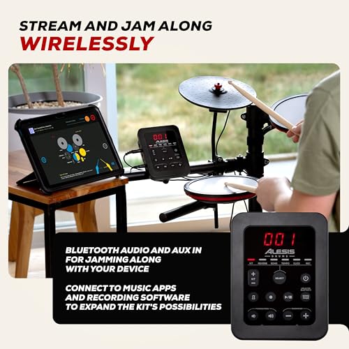 Alesis Turbo Max Set de Batería Eléctronica con Parches de Malla Silenciosos de 8 Pulgadas, Lecciones de Percusión, Bluetooth y Accesorios - imagen 8