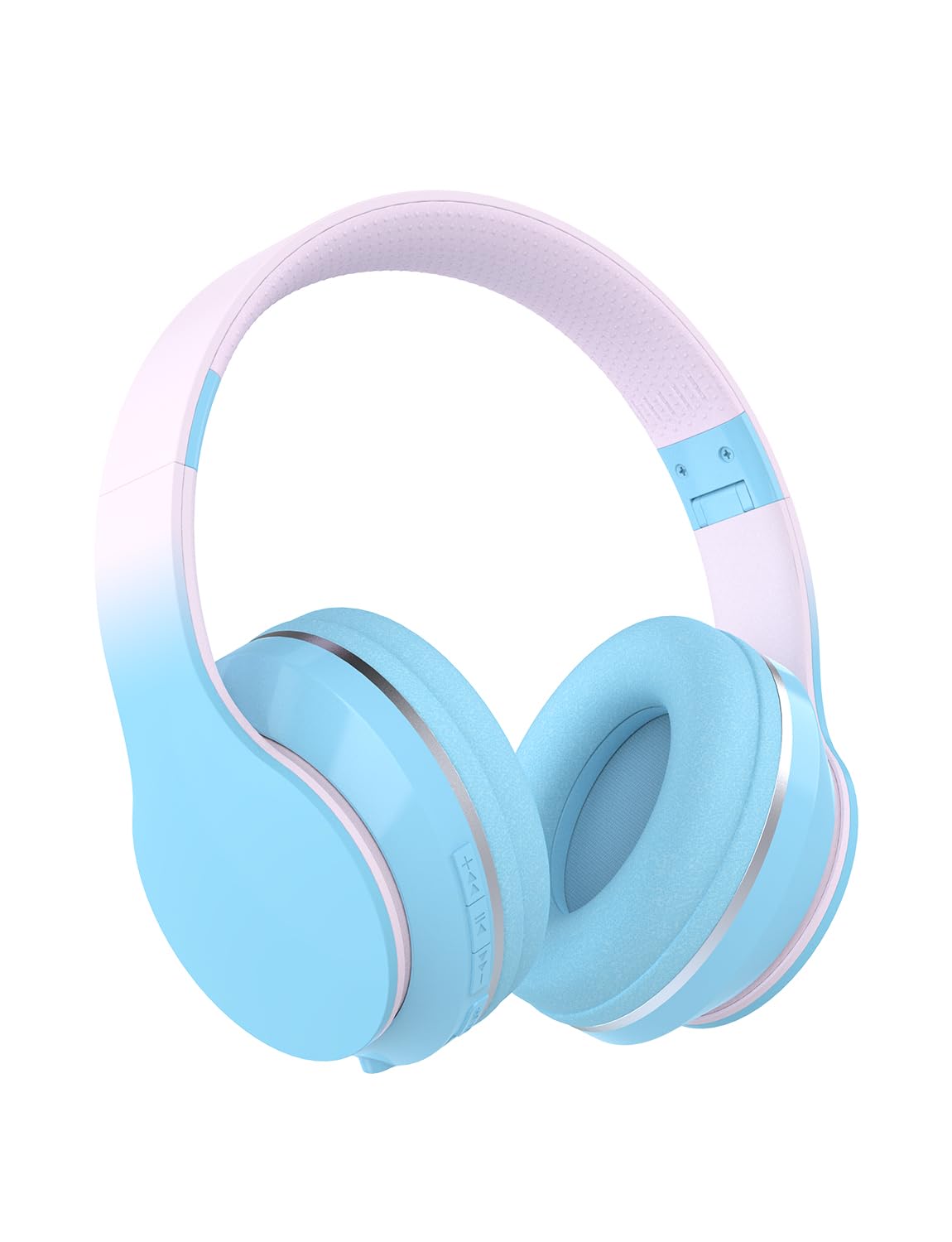 Xunpuls Cuffie per bambini, cuffie wireless over-ear con microfoni, suono stereo, 10 ore di riproduzione, pieghevoli e regolabili, cuffie Bluetooth 5.1 per adulti, scuola, viaggi (blu)