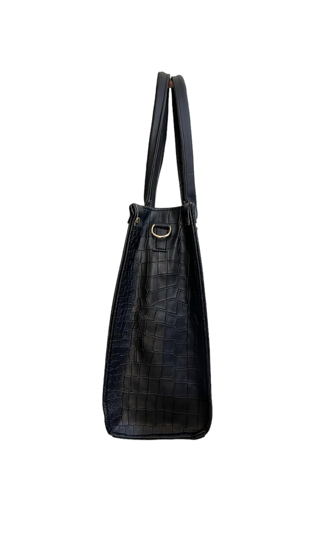 W2S Women's Solid Synthetic PU Leather Handbagf/Tote Bag with Zipper Closure and Strap for Office, College and Party (Black) 3