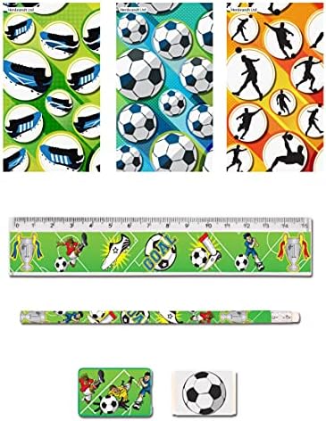 5 Piece Stationery Set - Pencil, Sharpener, Rubber, Ruler, Notepad (Football)