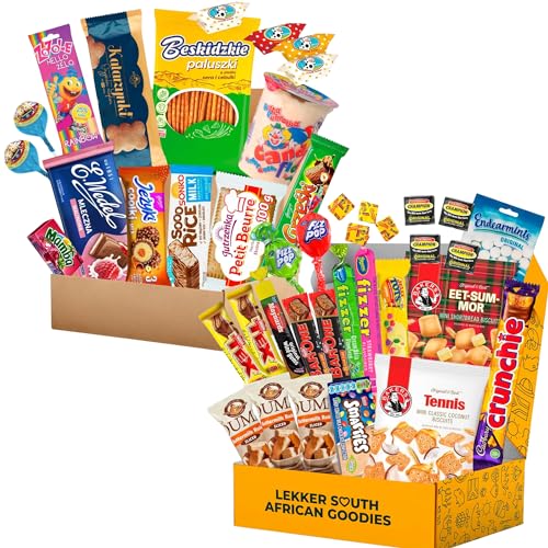 Polish Candy Snack Box & Australian Snack Gift Box Bundle: Authentic 15 Polish Treats & 16 Australian Snacks with Tim Tams, Cadbury, Arnott’s, Cherry Ripe
