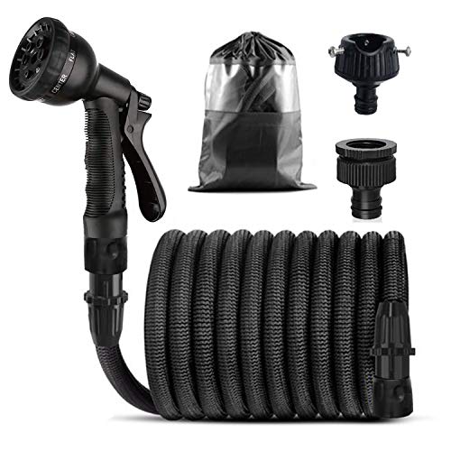 【令和 革新ホース】のびるホース 改良版 三重構造 5m-15m3倍に伸びる8パターン 散水ノズル 洗車 水やり ガーデニングなど使える 安心の一年間保証付き