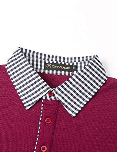 Image of GHYUGR Men's Polo Shirts Short Sleeve Slim Fit Polo Casual Plaid Splice T-Shirts
