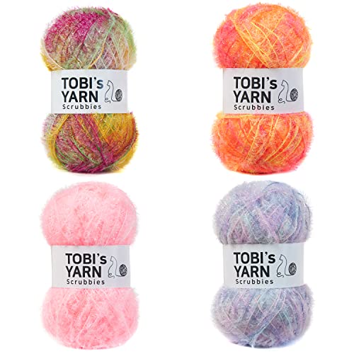 Tobi'S Yarn MULTI001 Scrubby Yarn Bundle - Big 80G (2.82 Oz) Per Skein Of Assorted Color Sparkle Yarn For Dishcloths, Exfoliating Washcloths cover