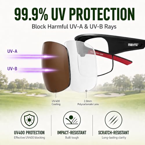 Image of maivnz Golf Sunglasses for Men Women, Golf Ball Finder Glasses, UV400 | HD color-enhancing golf lens, anti-glare, lightweight TR90 frame, adjustable nose pads, impact-resistant, gift-ready box