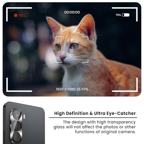 Image of FIRST MART Black Camera Ring Guard Protector for OnePlus Nord CE 6 lite | Tempered Glass with Metal Alloy Rings, HD Clear, Scratch Resistant, Case-Friendly | Pack of 1