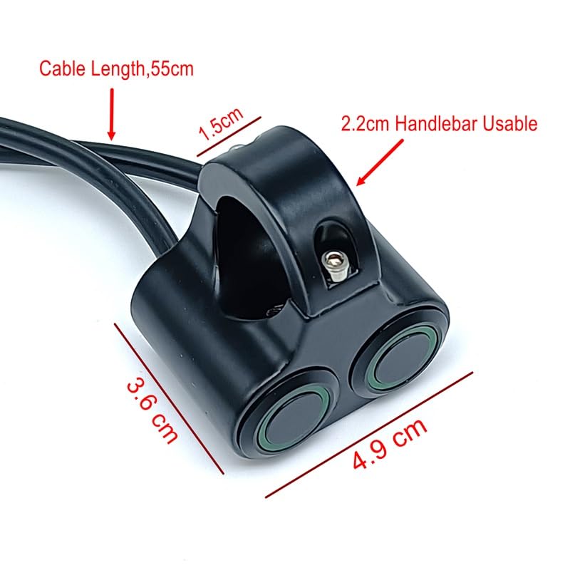 Guidon moto marche phare interrupteur double bouton LED vert - 4