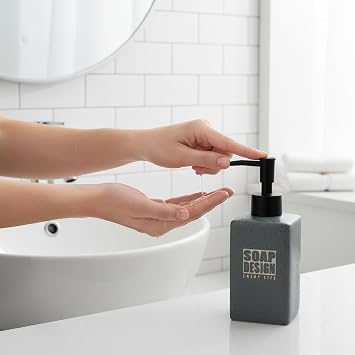 Deconox 500ml Seramik Sıvı Sabunluk, Mat Taş Dokulu ve Kare Tasarım, Siyah Pompalı Banyo ve Mutfak Deterjan Dispenser (1 Adet - Asorti/Karışık Renk Gönderilir)
