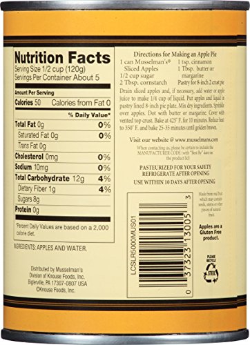 Musselmans Sliced Apple in Water, 20 Ounce (Pack of 12)