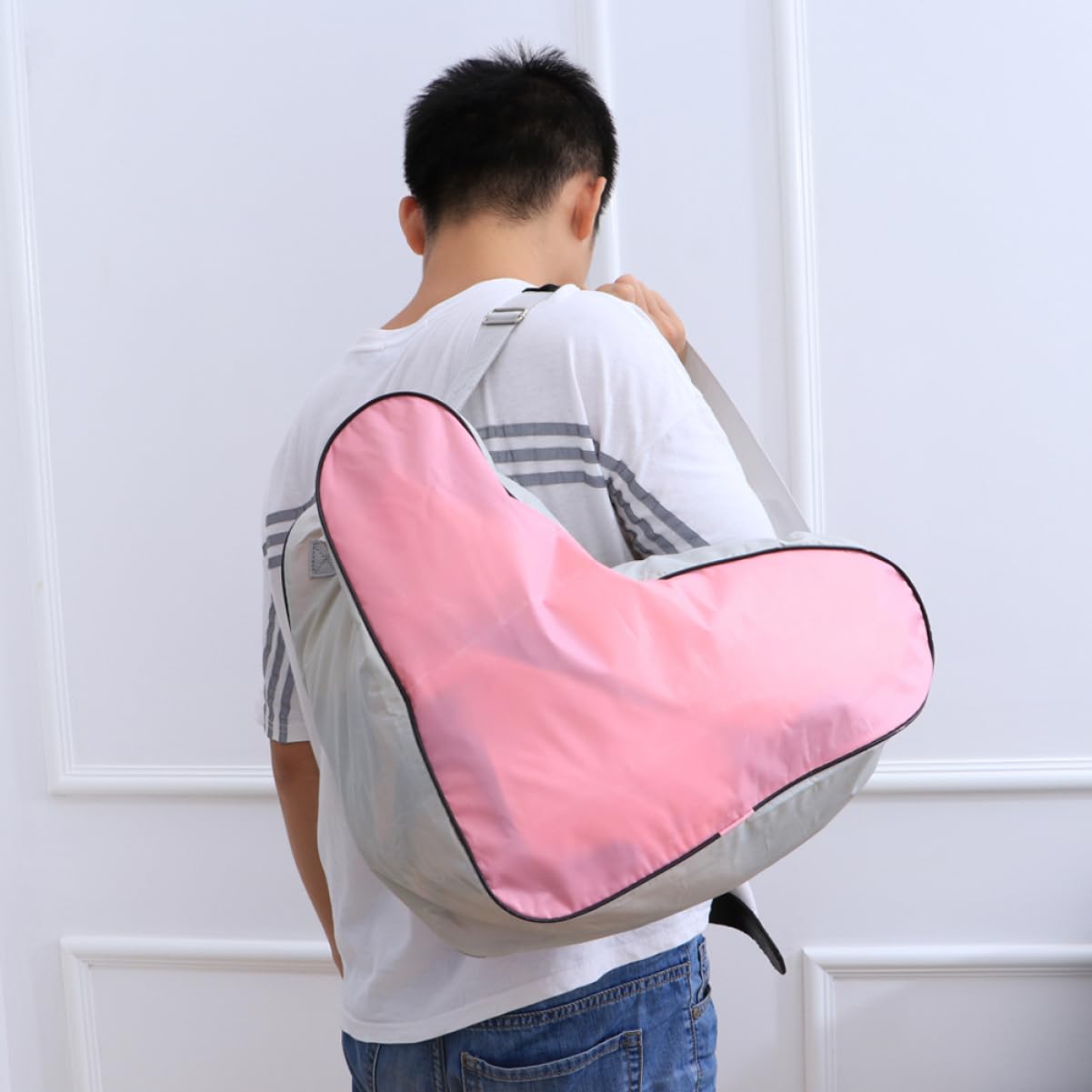 BESPORTBLE Borsa Pattini Ghiaccio a Tracolla Triangolare Rosa 2 Pezzi | Oxford Cloth, per Inline Skates Shoes e Ice Skates, Design Portatile Facile da Pulire