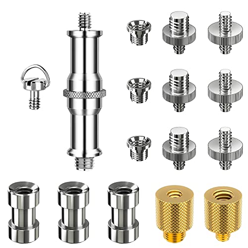 Kamera Schraube,16 Stück 1/4" auf 3/8" Zollschrauben Kamera Stativgewinde Adapter Schraube,Passend für Kugelkopf, Stativ, Einbeinstativ, Schnellwechselplatte Cover