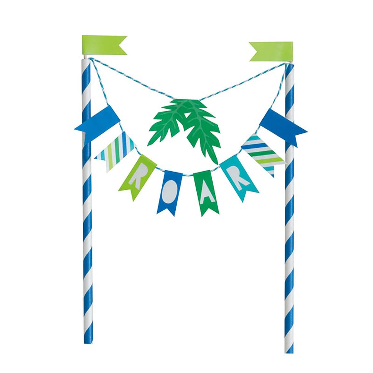 Blue & Green Dinosaur Bunting Cake Topper - Dinosaur Theme Party Cake Topper