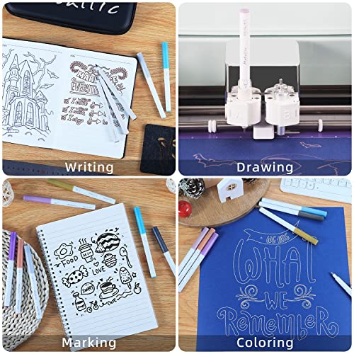 Image of REALIKE Metallic Pens for Cricut Maker 3 /Maker 4 /Maker /Explore 3 /4 /5 /Air 2 /Air, Multicolor Marker Pens Set of 12 Pack Drawing Coloring Pens Compatible with Cricut Machine (1.0 Tip)