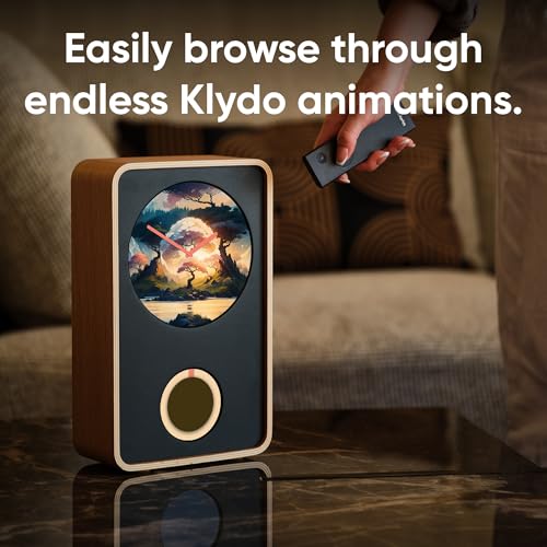 Image of KLYDO Clock Comes with Thousands of animations, Updated Daily, with a Lifetime Subscription Included. Choose The Perfect for Each Moment! (Walnut)