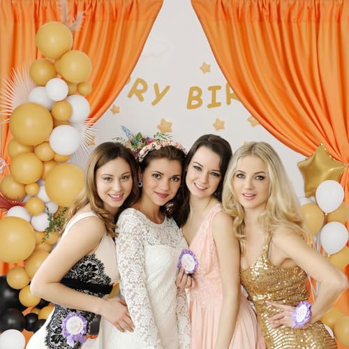 Image of 10 x 7 Feet Orange A Backdrop Curtain for Partie, Background Curtains for Photoshoot, Birthday, Wedding, Halloween, Thanksgiving, Christmas, New Year Party Decorations 5Ft x 7Ft, 2 Panels