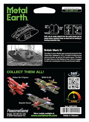 Metal Earth ME1022 British Mark Iv Tank 3D Metal Model Kit Fascinations thumb #6