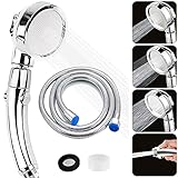 Alcachofa de Ducha, Alcachofa Ducha Alta Presión con Manguera 2M,Cabezal Ducha de Baño con 3 Modes Ajustables y Botón de Parada Agua,Universal Ducha de Mano Ahorro de Agua, Extraíble Rotación de 360 °