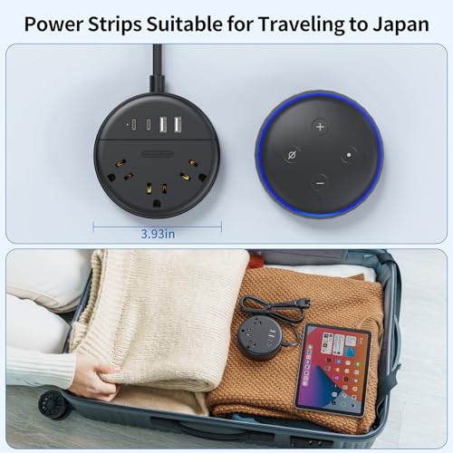 Filtro de línea NTONPOWER con 3 tomas, 4 puertos USB, cable de extensión de 3.05 m, 1875W 15A, enchufe giratorio 180°, adaptable de 2 a 3 tomas, montable en pared, negro miniatura 6
