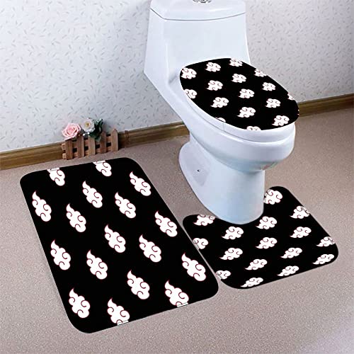 AOLIGL Badematte Die Wolken Schwarz Badematten Set rutschfest Waschbar Badgarnitur 3teilig - WC Deckelbezug U-förmigen… – Bild 6