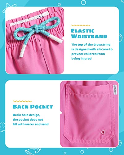 Maamgic Boys Swim Trunks With Compression Liner Toddler Stretch Swim Shorts Quick Dry Swimming Trunks Boxer Brief 2 In 1 Beach Shorts Pink Lake Blue 3T thumb #2