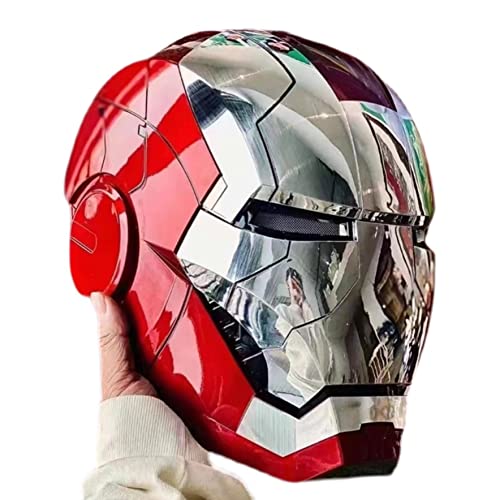 AOKLEY Casco de superhéroe Máscara Unisex Iron Man Cosplay Cascos electrónicos Halloween Vestir Casco Wearable Movie Fan Head Cove Costume Accessori,MK5-One size