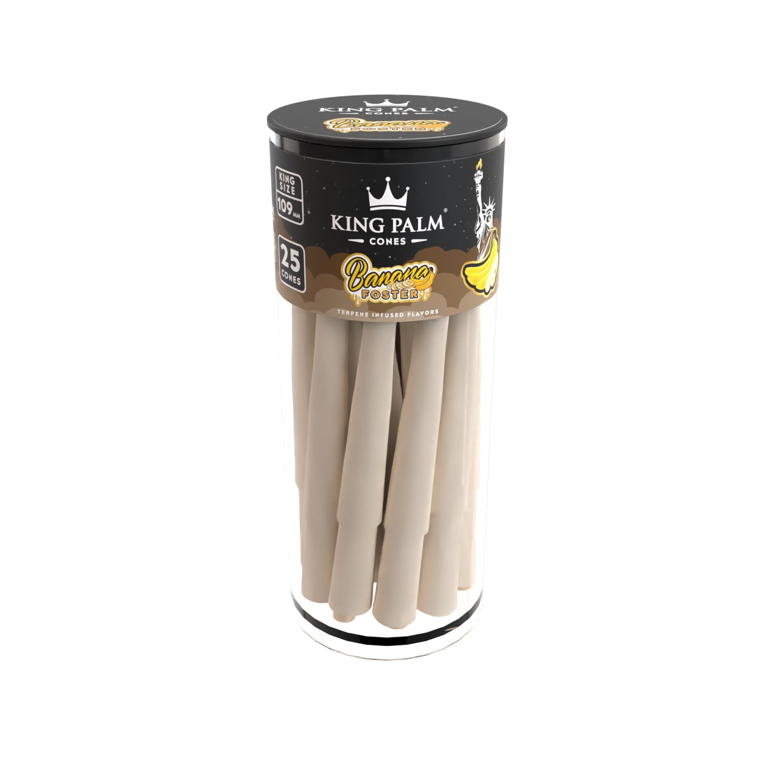 KING PALMKing Size Cones - Natural Prerolled Paper with Tips and Bamboo Packing Sticks - Bulk Organic Pre Rolled Cone - (25ct, Banana Foster)