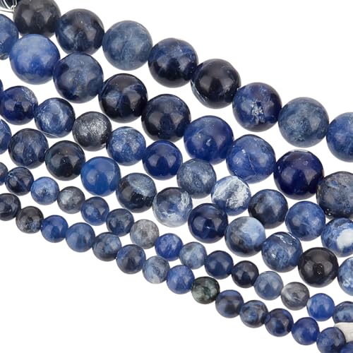 OLYCRAFT About 90~100Pcs Natural Sodalite Beads 4mm 6mm 8mm Blue Sodalite Stone Beads Round Natural Gemstone Bead Spacer Loose Beads with 1mm Hole for DIY Bracelet Necklace Earrings Jewelry Making