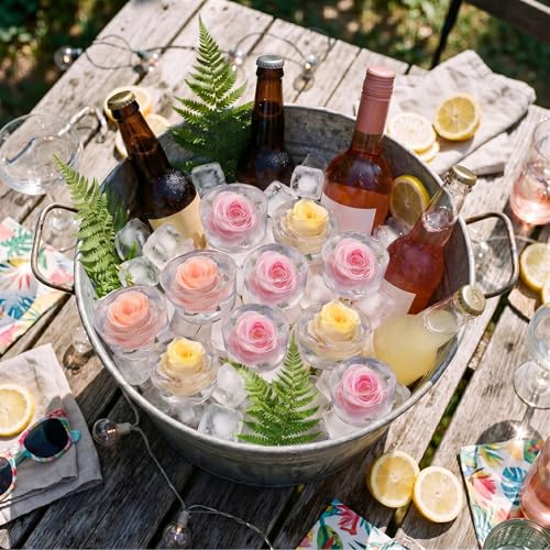 Yinder 100Pcs/50Kit Flower Ice Cube Molds Ice Bucket Wine Bottle Chiller