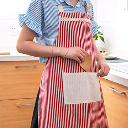 Image of KPNG Cotton Linen Cooking Apron Adjustable Kitchen Apron Soft Chef Apron with Pocket for Women and Men
