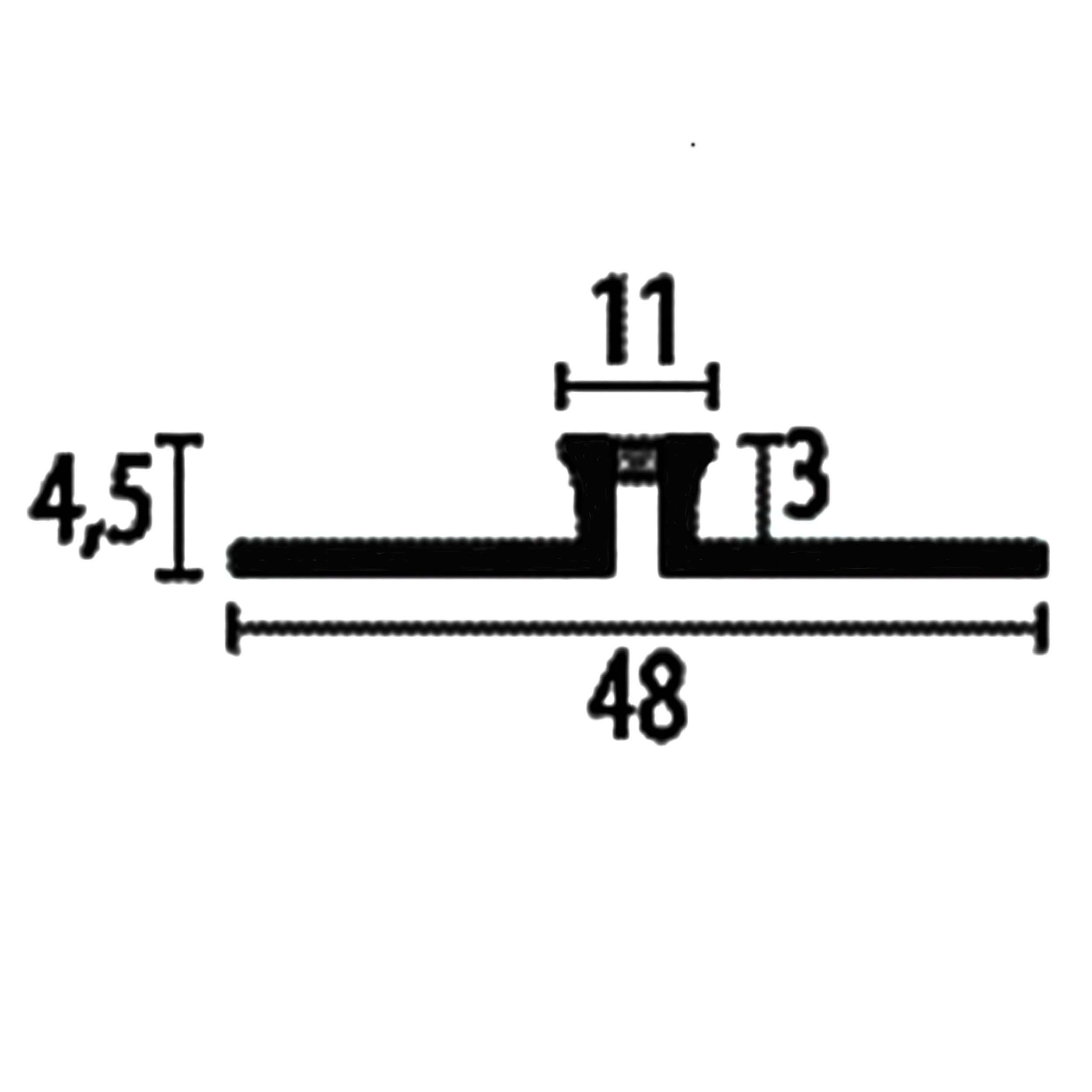 PROVISTON | Dehnfugenprofil | Breite: 48 mm | Höhe: 3 mm | Länge: 2500 mm | Edelstahl Poliert | Doppel-K Stanzung | Silikonfuge | Schwarz | Geschlossen Gestanzt