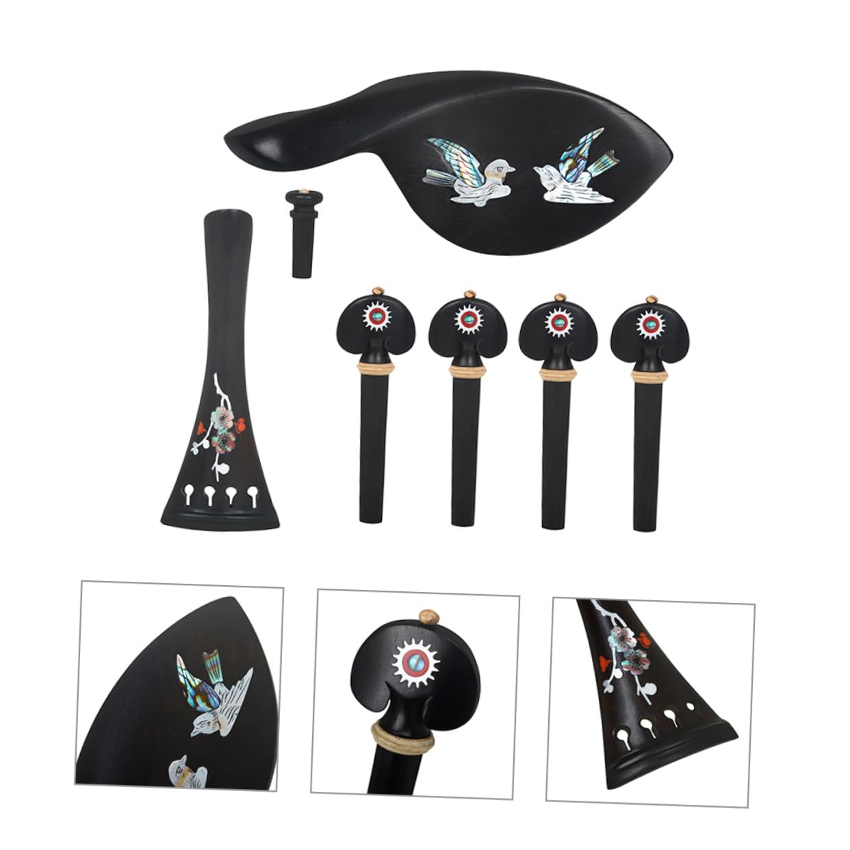 ibasenice 1ensemble Kit De Réparation Pour Violon Avec Accessoire De Repose-menton Chevilles Accordage Et Queue Design Sculpté Fait Main Pour Meilleure Qualité Sonore