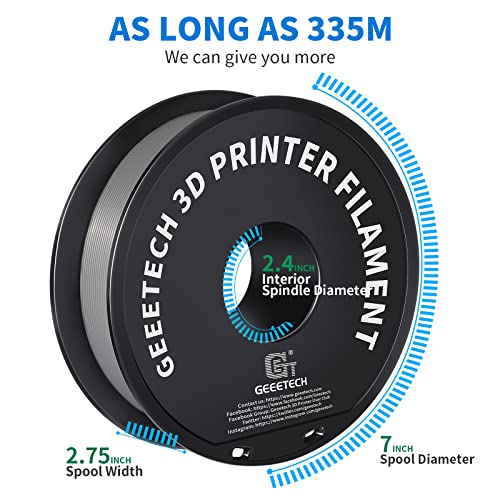 Image of Geeetech Silver Filament, PLA Filament 1.75mm 1kg Spool (2.2lbs), Dimensional Accuracy + /- 0.02 mm, 3D Printing Filament Fit Most FDM Printer, New Silver