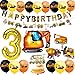 Bagger Deko Geburtstag 3, Geburtstagsdeko 3 Jahre Jungen, Baustellen Geburtstagdeko Junge 3 Jahre Traktor Bagger Luftballons Happy Birthday Banner für Junge Party Dekoration