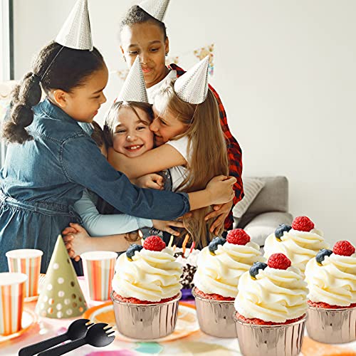 5.5 Oz Baking Cups With Lids 50 Pack,Lnyzqus Foil Cupcake Liners Muffin Tins,Disposable Ramekins Pans Muffin Cups Jumbo Cupcake Wrappers Holders For Wedding Party-Champagne #TOP6