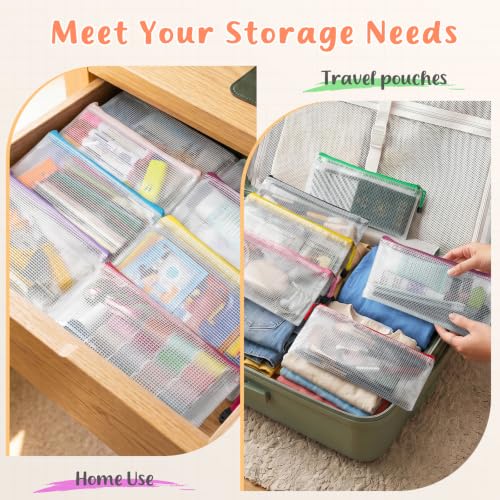 Image of Smarpau 72 Pack Pencil Pouches, A6 Waterproof PVC Pencil Bags, 12 Colors Mesh Zipper Pouches for School Supplies, Classroom Organisation, Office Documents & Travel Storage