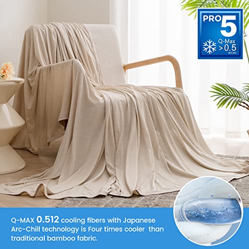 Syalife Cooling Blanket For Hot Sleepers, Summer Blanket With Japanese Q-Max>0.5 Arc-Chill Cooling Fiber, All Season Reversible Dual Side Lightweight Cotton Blanket (Beige,60"X 80") #TOP5