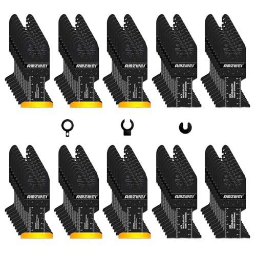 100PCS Oscillating Multi Tool Blades & Accessories Set – Titanium Saw Blades for Wood Metal Nails Drywall Cutting with Storage Bag Compatible with DeWalt Makita Dremel Milwaukee Ryobi