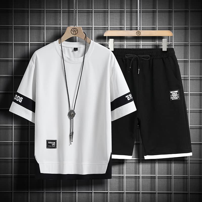 AXEBHPED Mannen Trainingspak Casual Joggers Sportkleding T-shirts En Shorts Mannelijke 2 Stuk Sets Hip Hop Running Sport, NL 8, S - Afbeelding 6