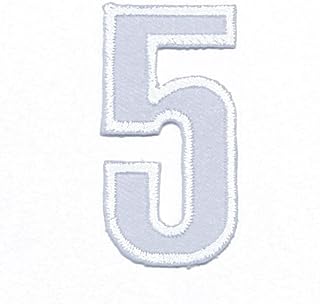 ワッペン 白 数字 0 1 2 3 4 5 6 7 8 9 アップリケ アイロン 刺繍 手芸 おなまえ 名前 入園グッズ 入園準備 保育園 幼稚園 (数字ワッペン 白(白ふち)【5】)