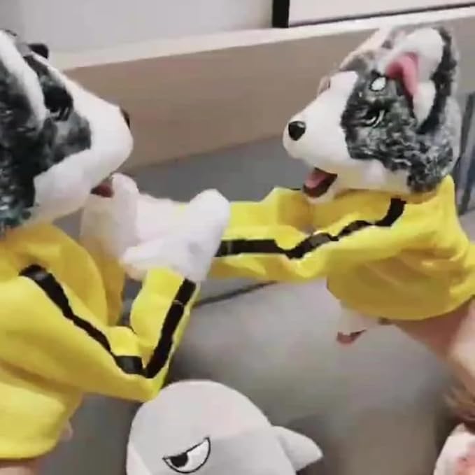 DOZERA Kung Fu Dog, Boxing Husky Interactive Tricky Toy, Children's Game Plush Toys Gloves Doll Stuffed Hand Puppet Dog Action Toy with Sounds for Kids Gifts 3