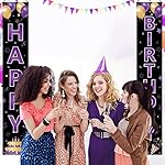 Purple Gold Happy Birthday Door Banner Decorations for Women Girls, Purple Happy Birthday Porch Sign Party Supplies, 16th 21st 30th 40th 50th 60th 70th 80th 90th Birthday Backdrop Decor - Image 5