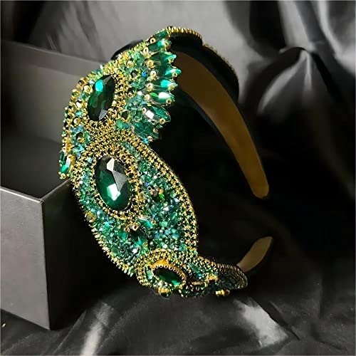 Muqingwan Women's Fashion Headband, Women's Wide Rhinestone Decorative Headband Hair Accessories For Women And Girls (Green) #TOP1