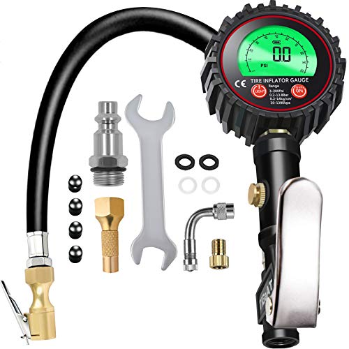 TiGaAT Digital Tire Inflator with Pressure Gauge, 200 PSI Heavy Duty Air Chuck