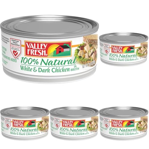 Valley Fresh 100% Natural, White & Dark Chicken in Water, 10 oz (Pack of 5)