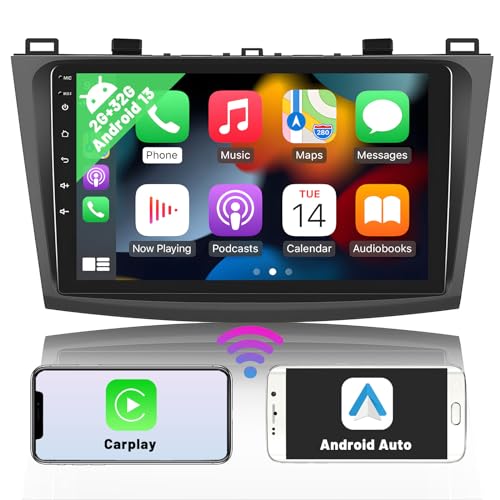 Hikity Android Autoradio mit Wireless CarPlay für Mazda 3 2009 2010 2011 2012